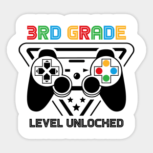 3rd Grade Level Unlocked Video Gamer Back to School Boys Sticker